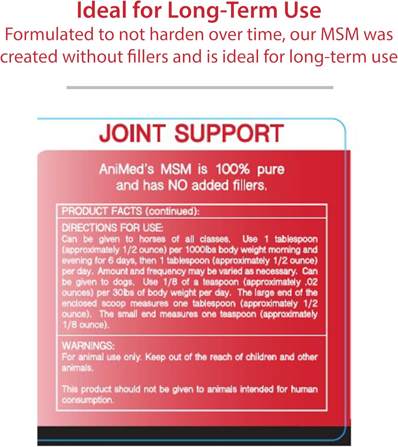 AniMed Pure MSM Horse Joint Supplement Horse Care Support USA Made 16 oz.
